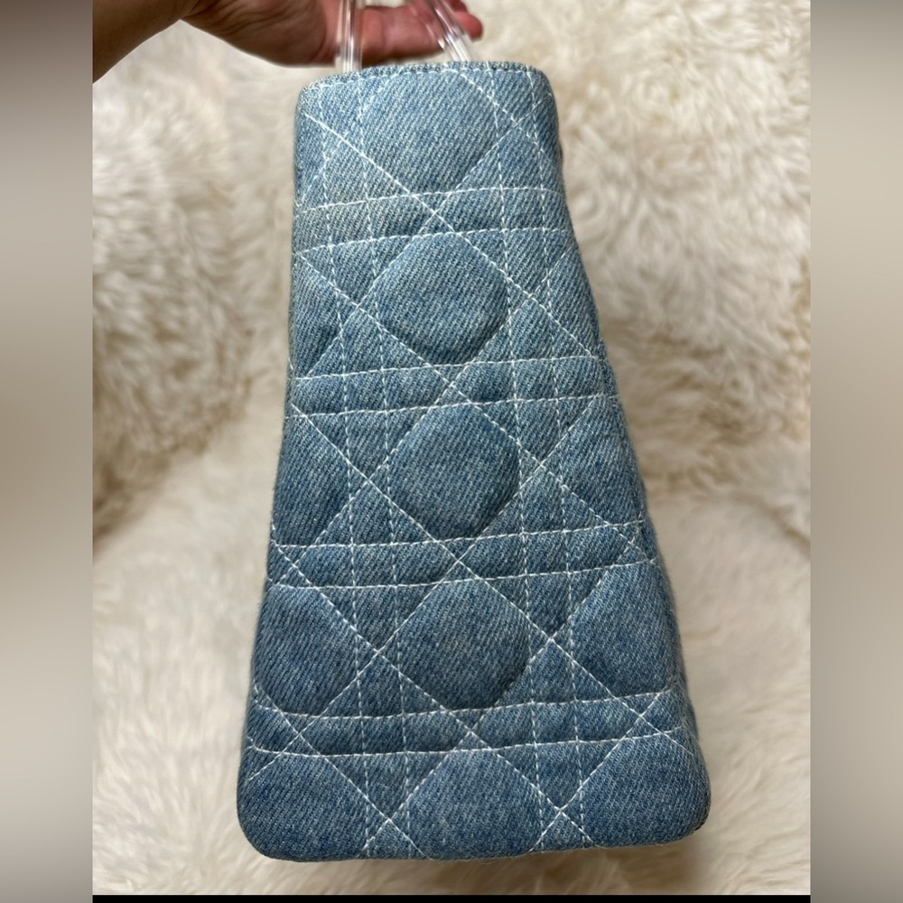 Christian Dior Medium Denim Cannage Lady Dior Bag with Acrylic Handles - Picture 7 of 14